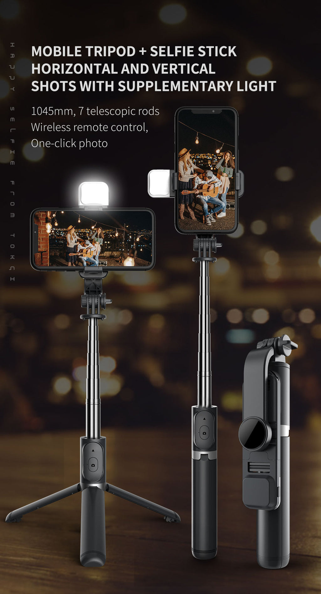 LED Selfie Stick Tripod With Bluetooth Remote