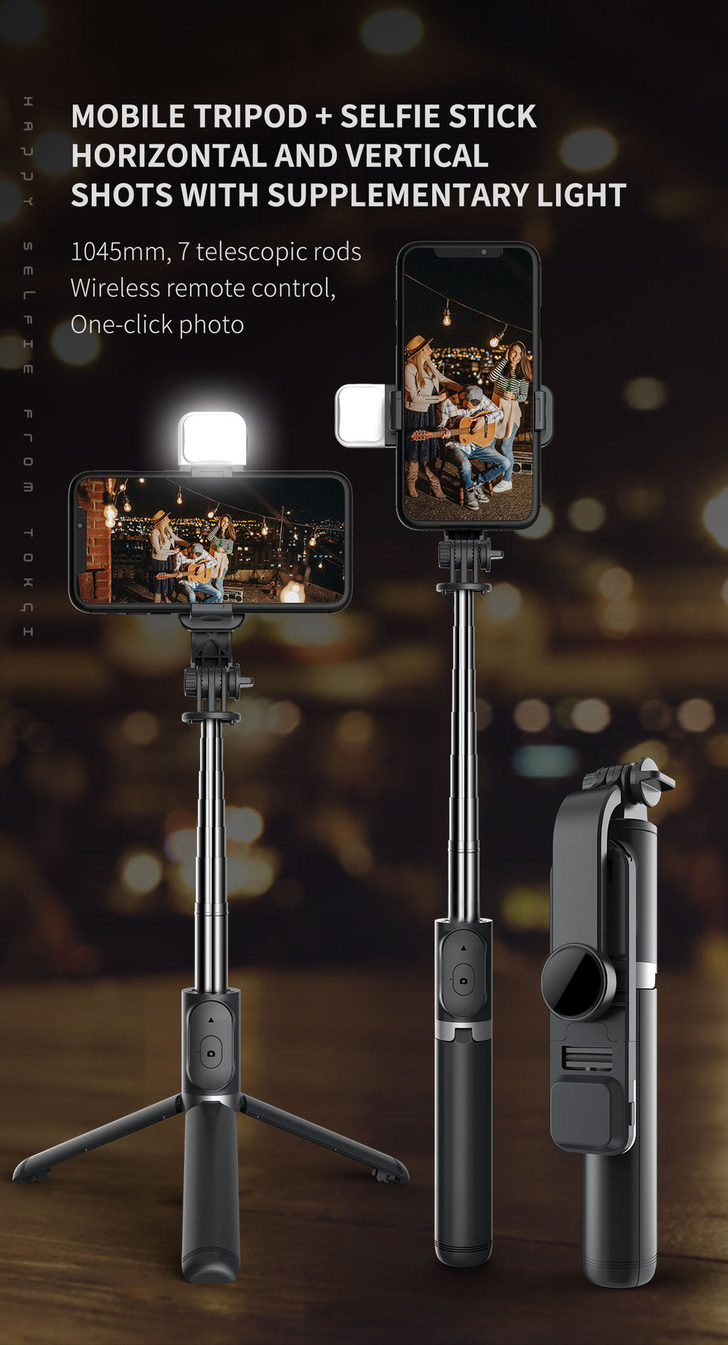 LED Selfie Stick Tripod With Bluetooth Remote