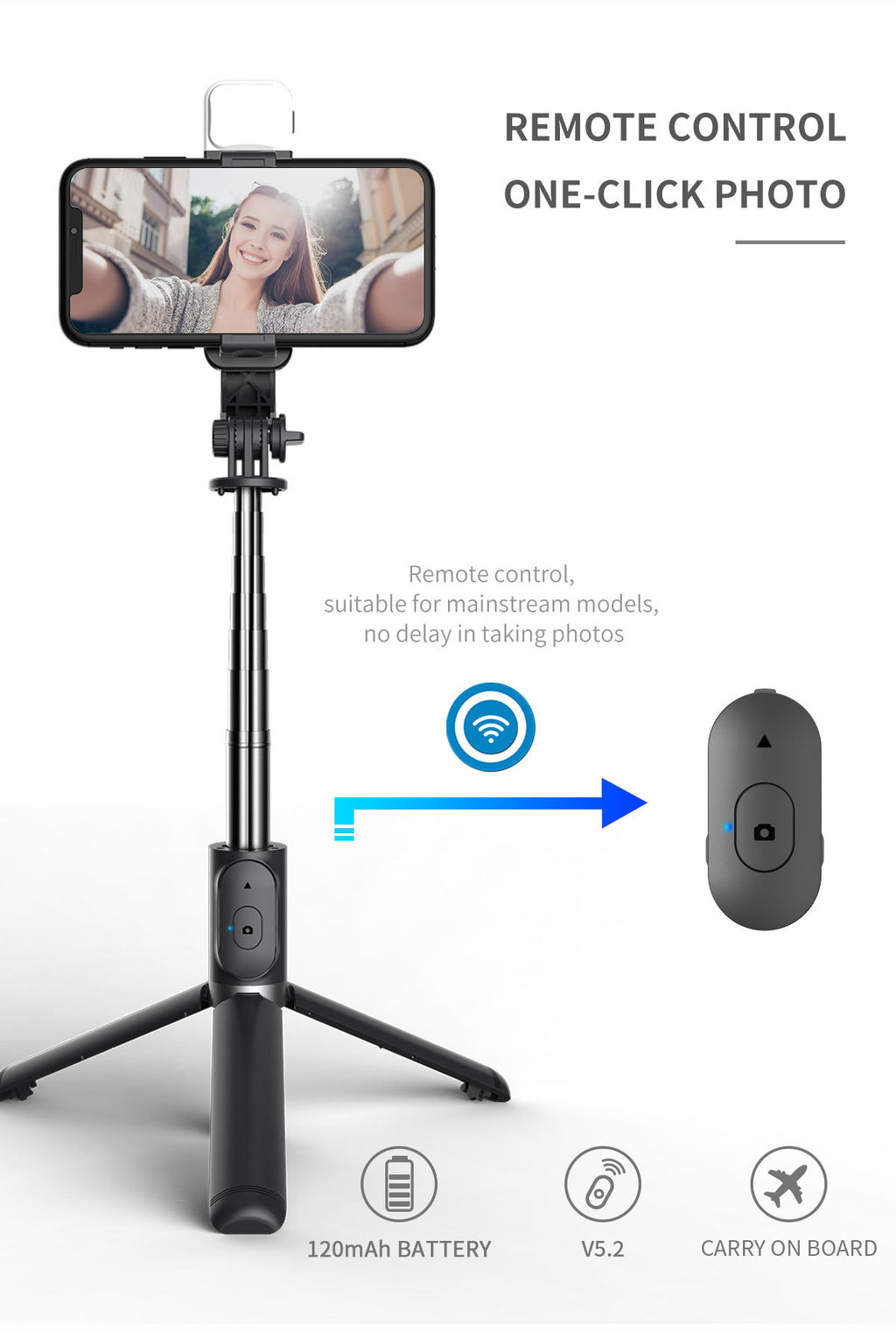 LED Selfie Stick Tripod With Bluetooth Remote
